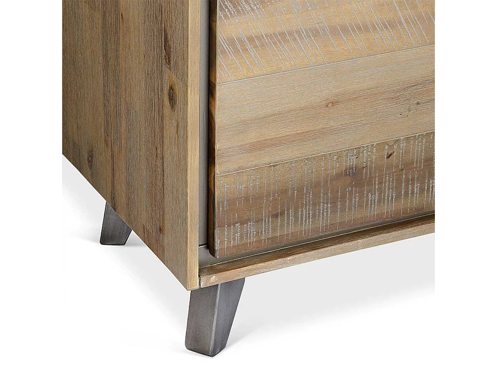 Wohnzimmervitrine aus Akazie und Stahl 110 cm breit