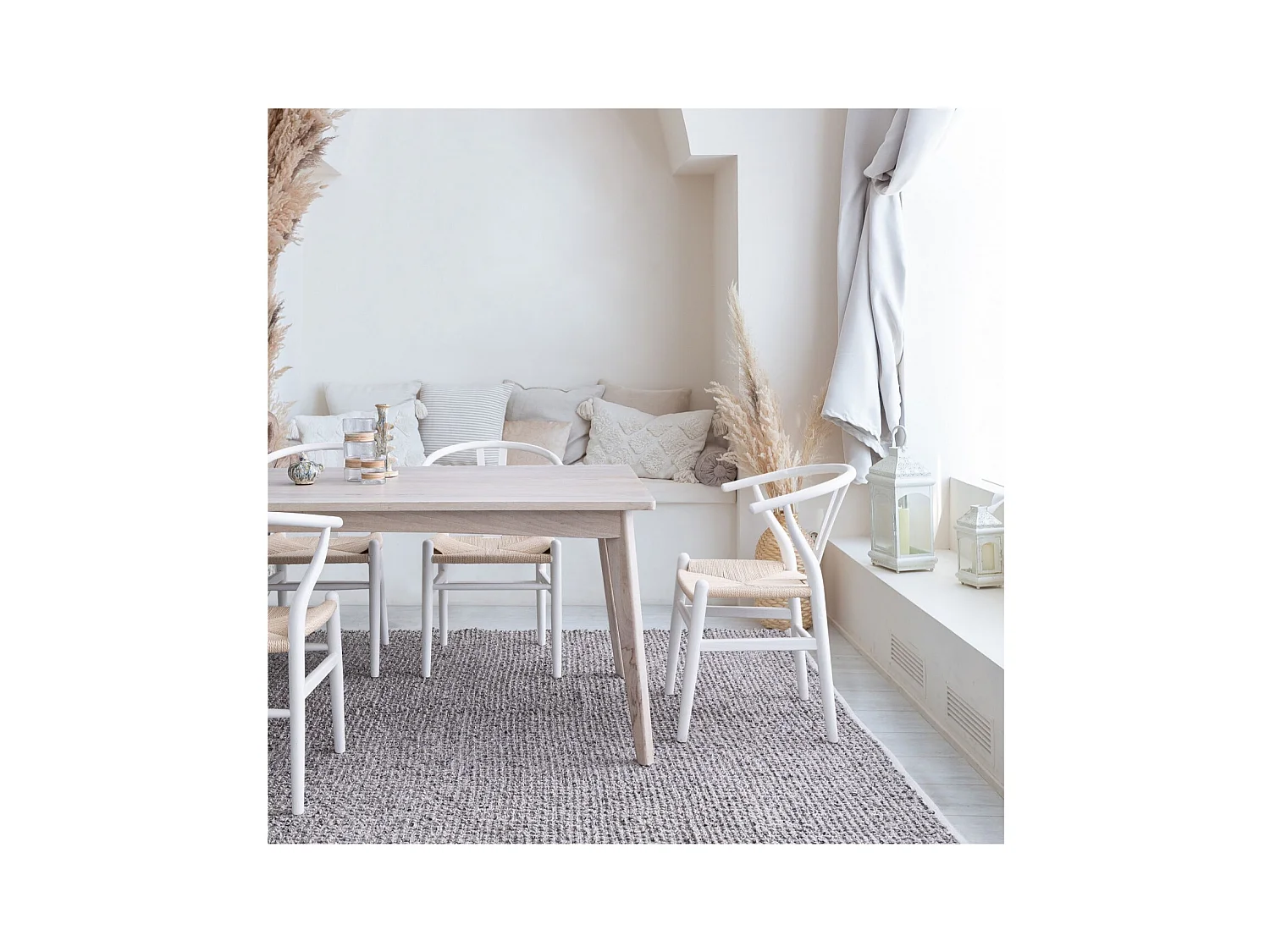 Chaise de salle à manger en bois blanc et assise tressée - KEA