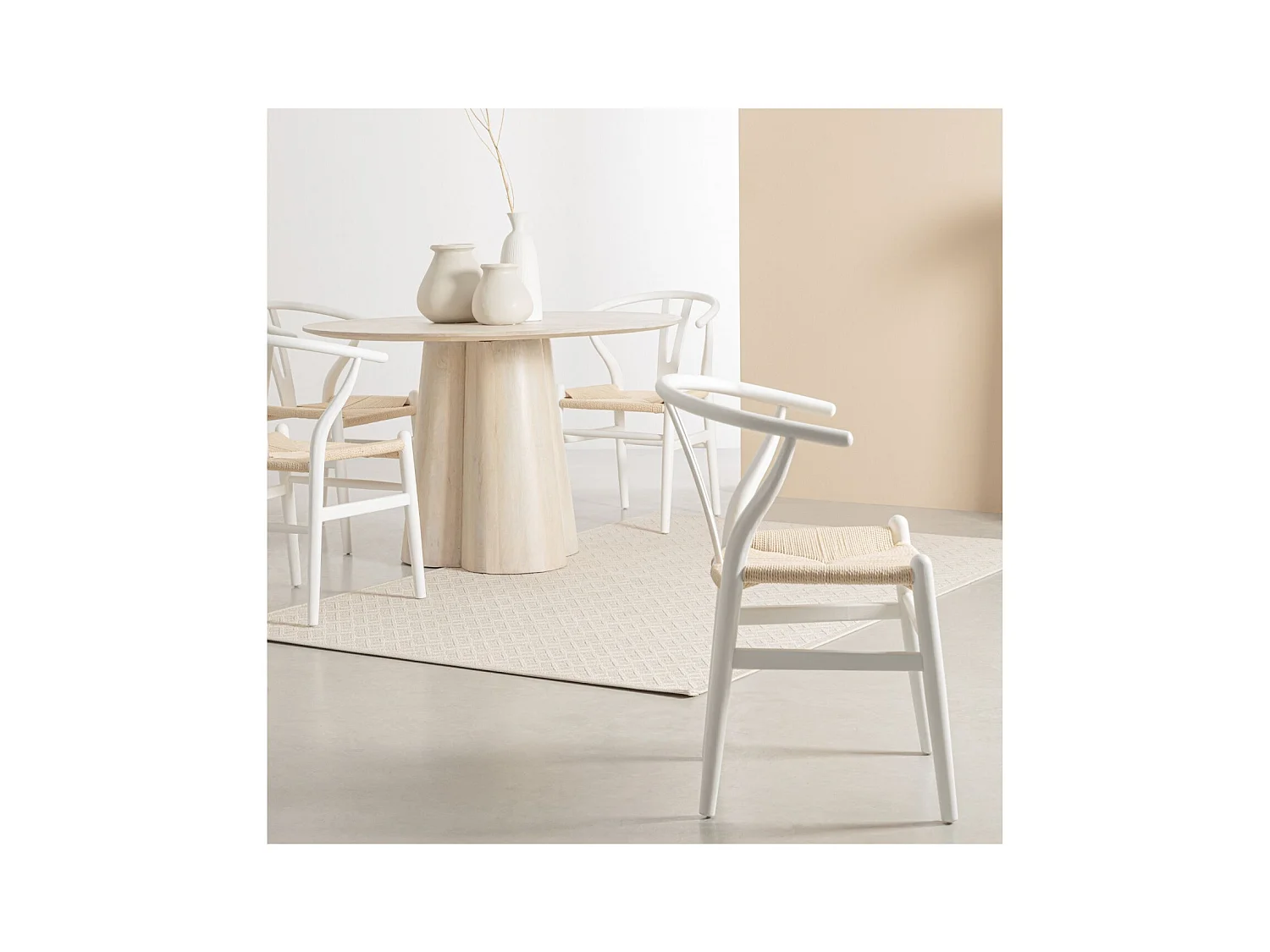 Chaise de salle à manger en bois blanc et assise tressée - KEA