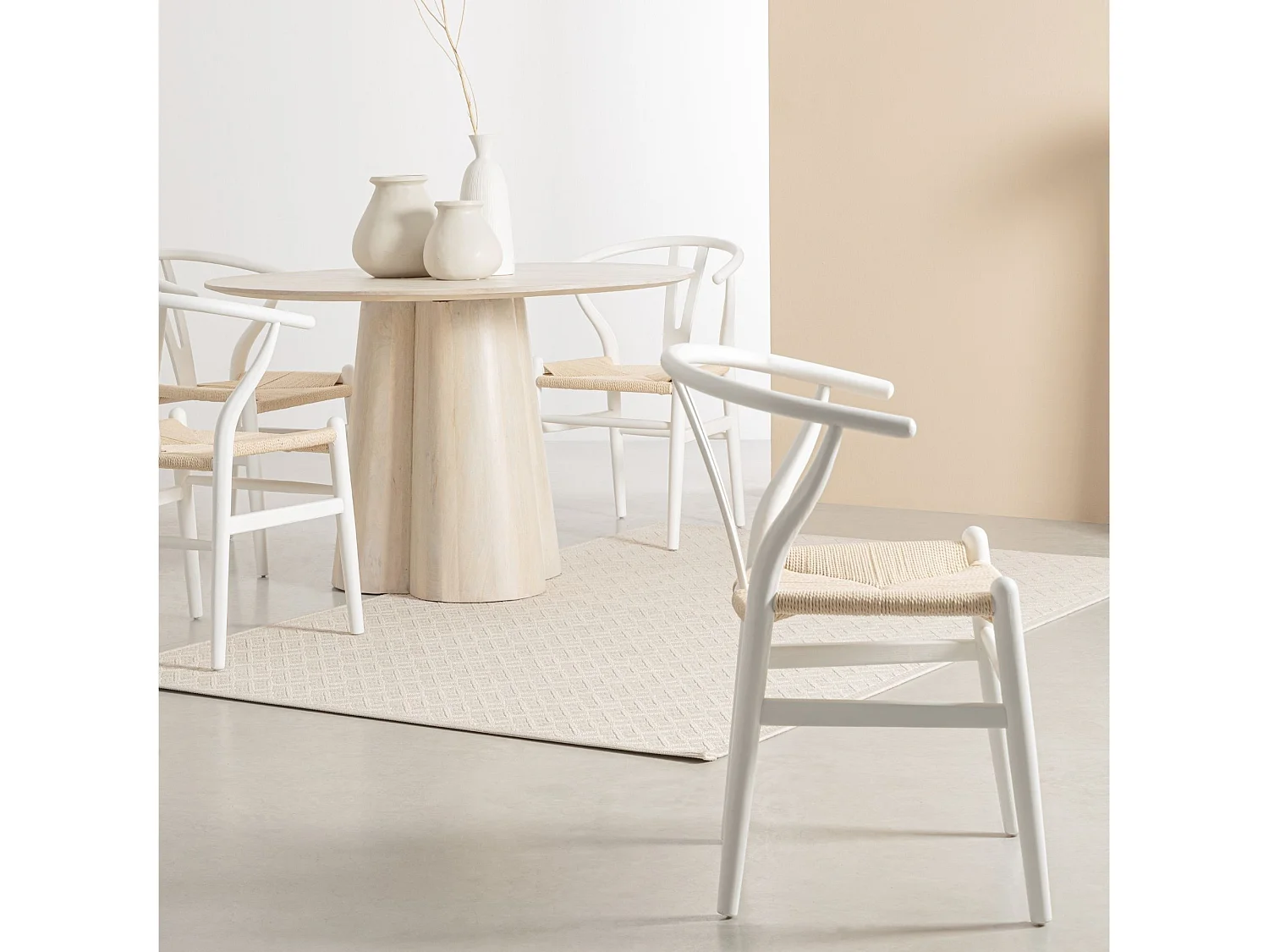 Chaise de salle à manger en bois blanc et assise tressée - KEA