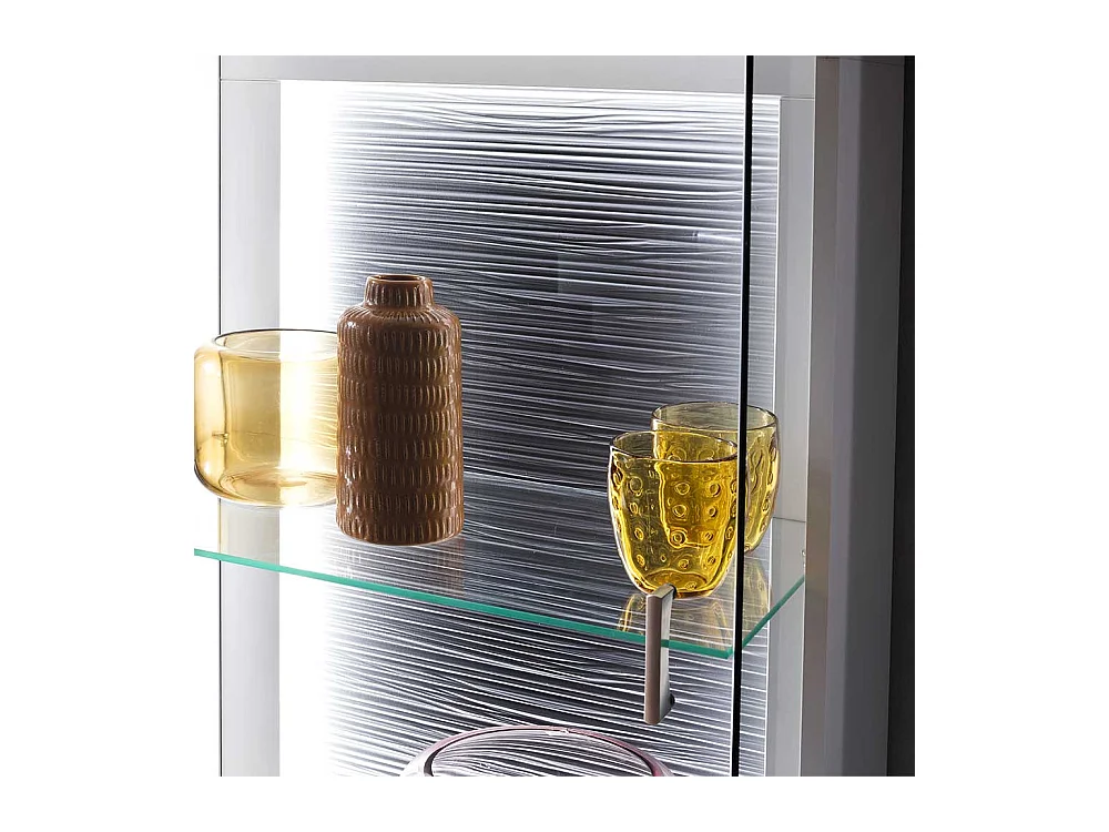 Wohnzimmervitrinenschrank in Weiß und Anthrazit 60 cm breit