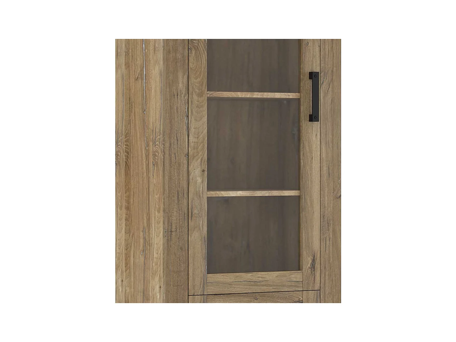 Wohnzimmervitrinenschrank Landhaus in Eiche dunkel 200 cm hoch