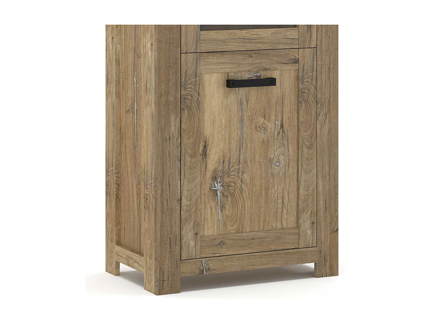 Wohnzimmervitrinenschrank Landhaus in Eiche dunkel 200 cm hoch