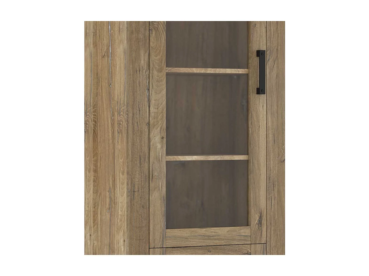 Wohnzimmervitrinenschrank Landhaus in Eiche dunkel 200 cm hoch