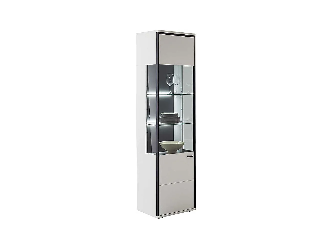 Esszimmervitrinenschrank weiss in modernem Design 199 cm hoch