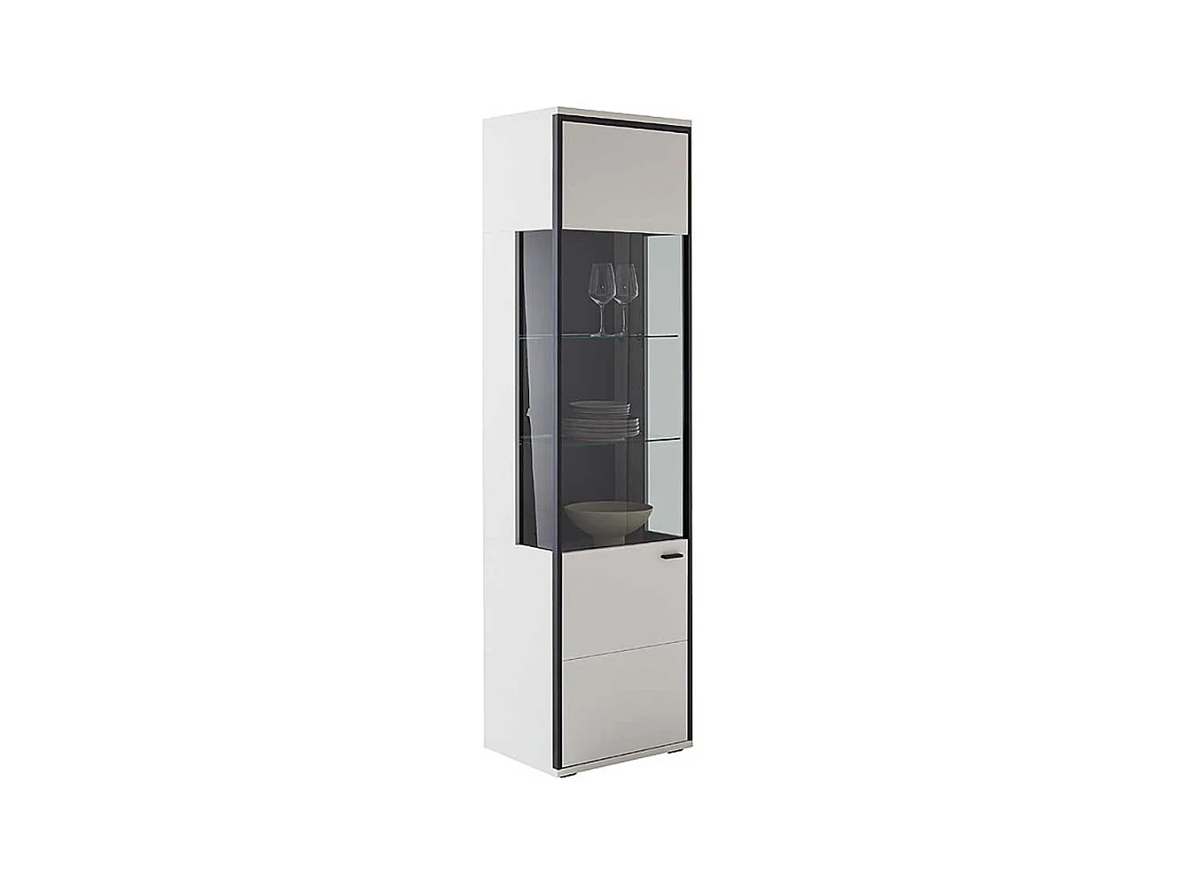Esszimmervitrinenschrank weiss in modernem Design 199 cm hoch