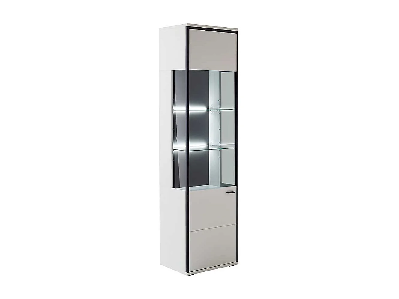 Esszimmervitrinenschrank weiss in modernem Design 199 cm hoch