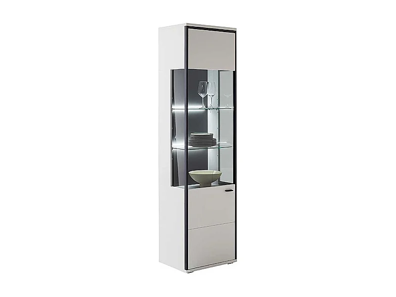 Esszimmervitrinenschrank weiss in modernem Design 199 cm hoch