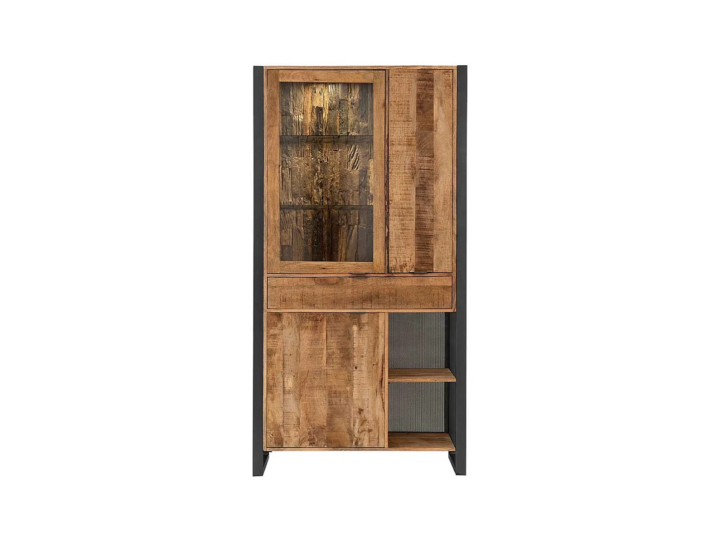 Wohnzimmervitrinenschrank im Industry und Loft Stil Recyclingholz