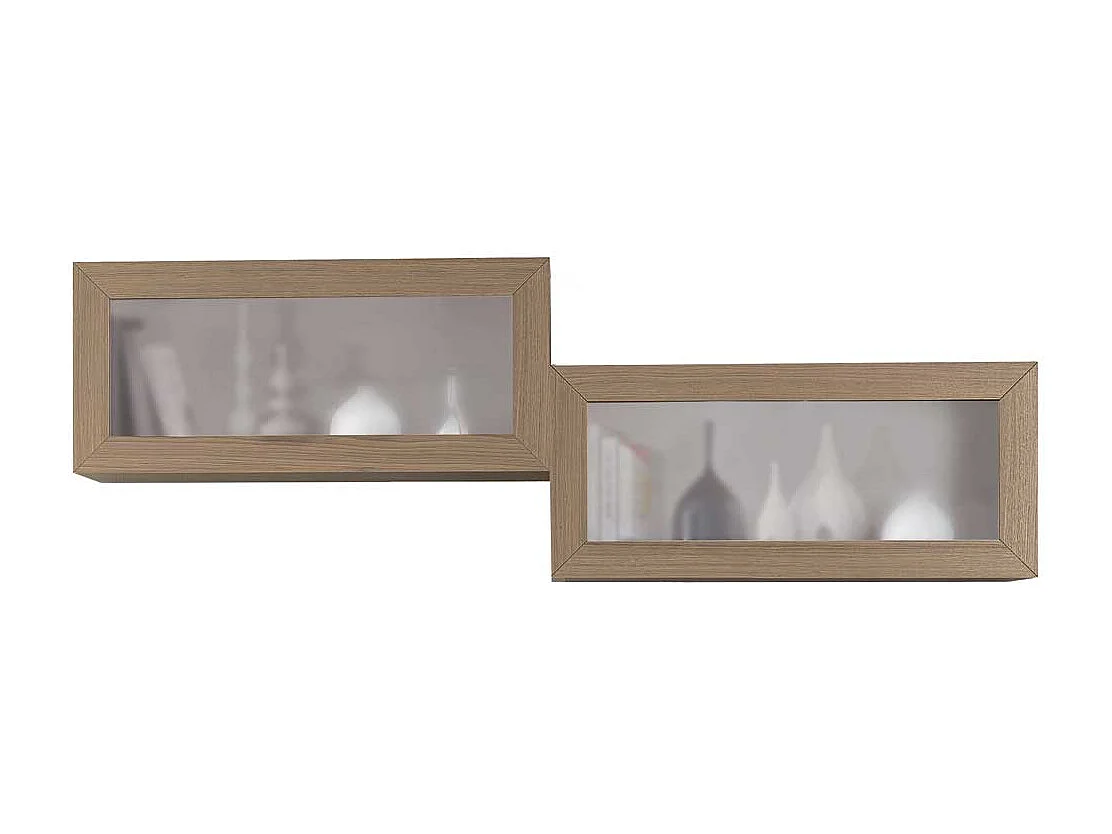 Hängevitrinen Esche furniert Glasklappen (2er Set)