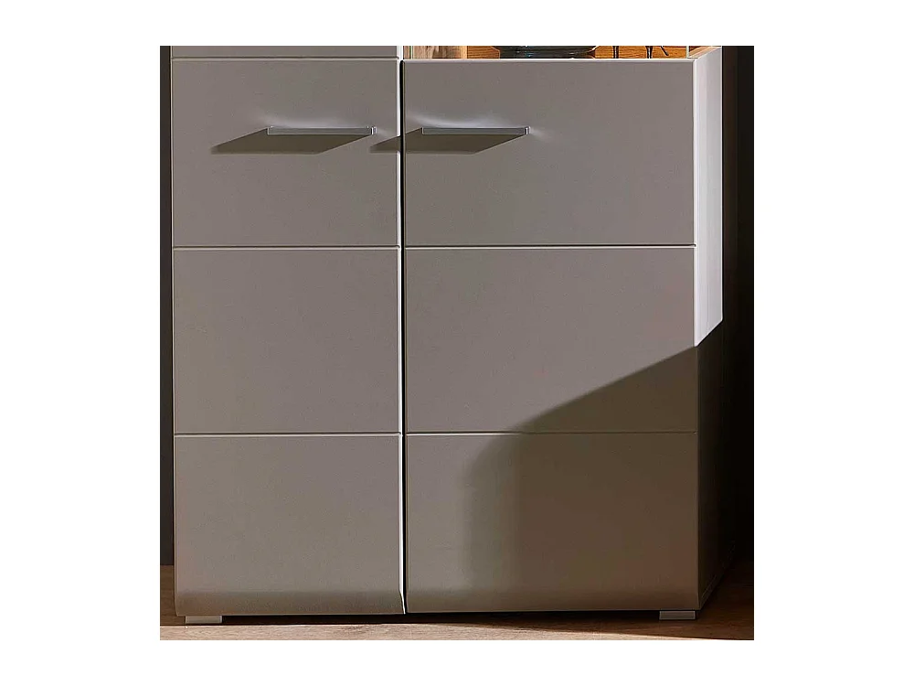 Wohnzimmer Highboard in Grau und Eiche Optik Glas