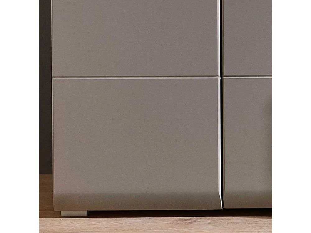 Wohnzimmer Highboard in Grau und Eiche Optik Glas