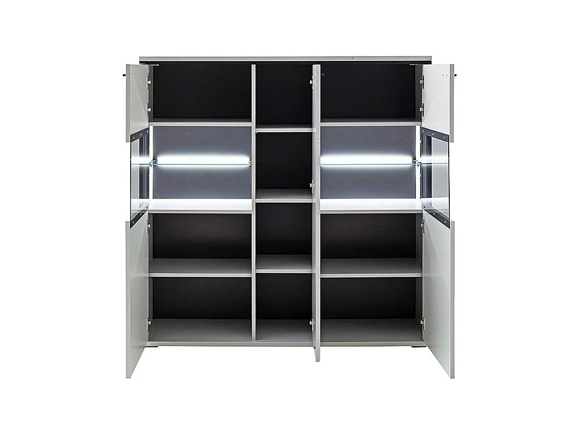 Esszimmer Highboard weiss und Schwarzgrau Glastüren