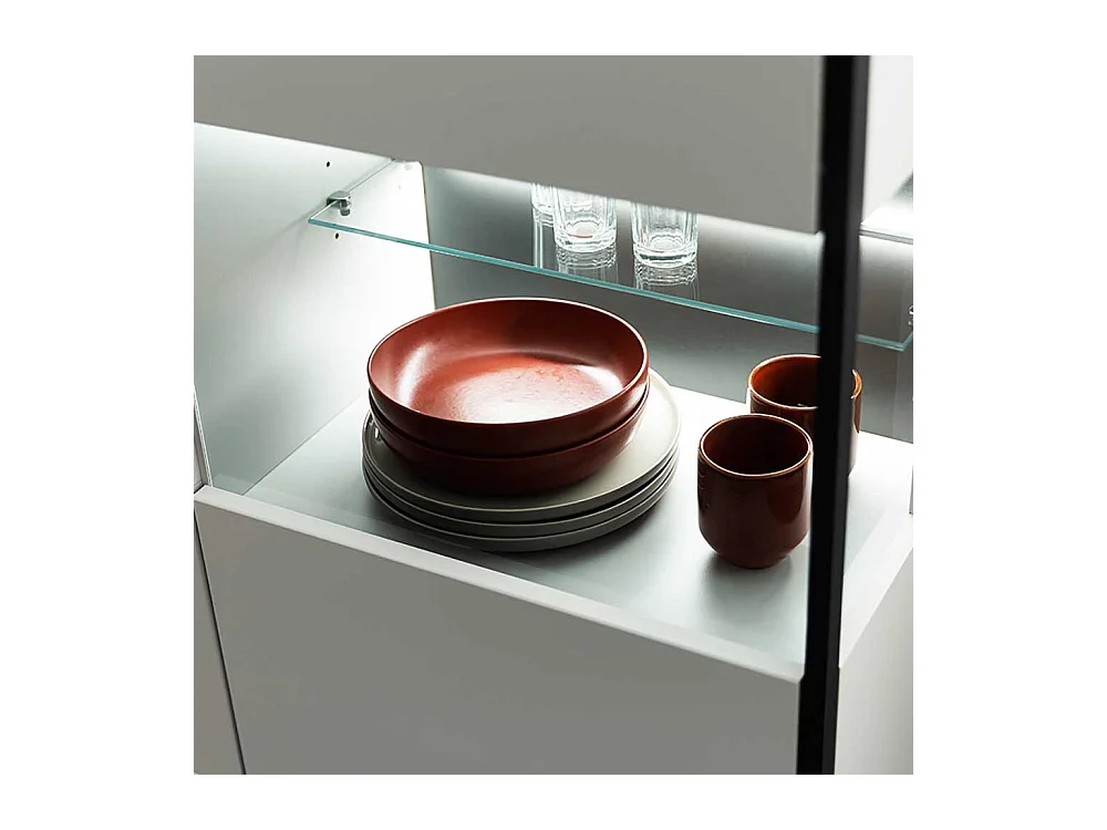 Esszimmer Highboard weiss und Schwarzgrau Glastüren