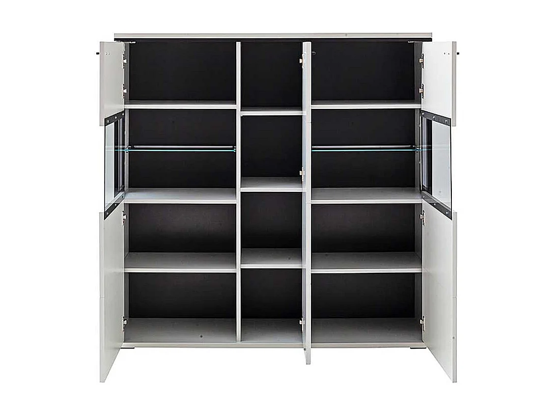 Esszimmer Highboard weiss und Schwarzgrau Glastüren