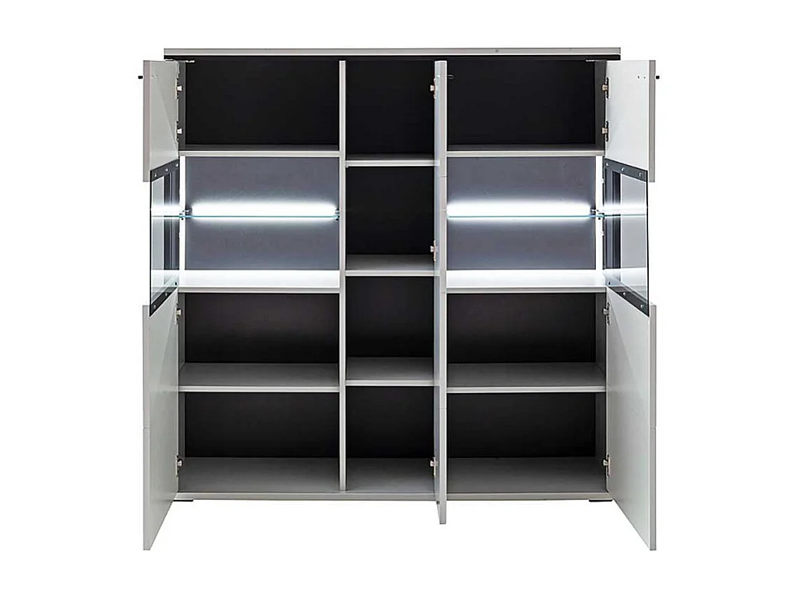 Esszimmer Highboard weiss und Schwarzgrau Glastüren