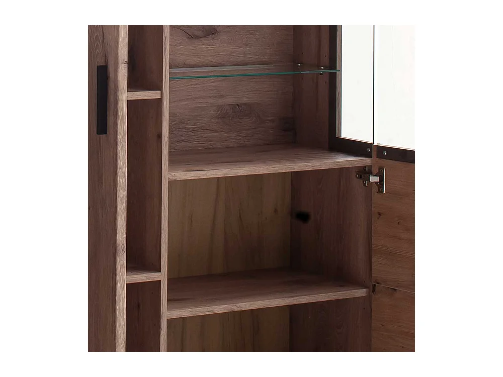 Highboard mit Glastüren in Wildeichefarben LED Beleuchtung