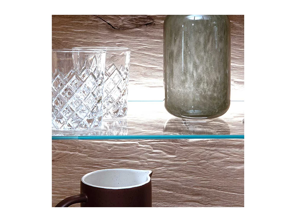 Highboard mit Glastüren in Wildeichefarben LED Beleuchtung