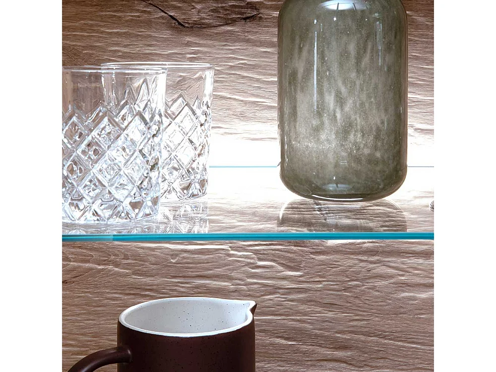 Highboard mit Glastüren in Wildeichefarben LED Beleuchtung