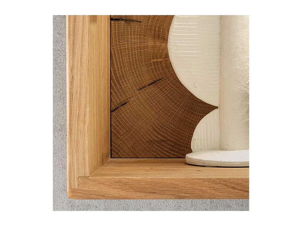 Wandschrank mit Glastür aus Wildeiche Massivholz 34 cm breit