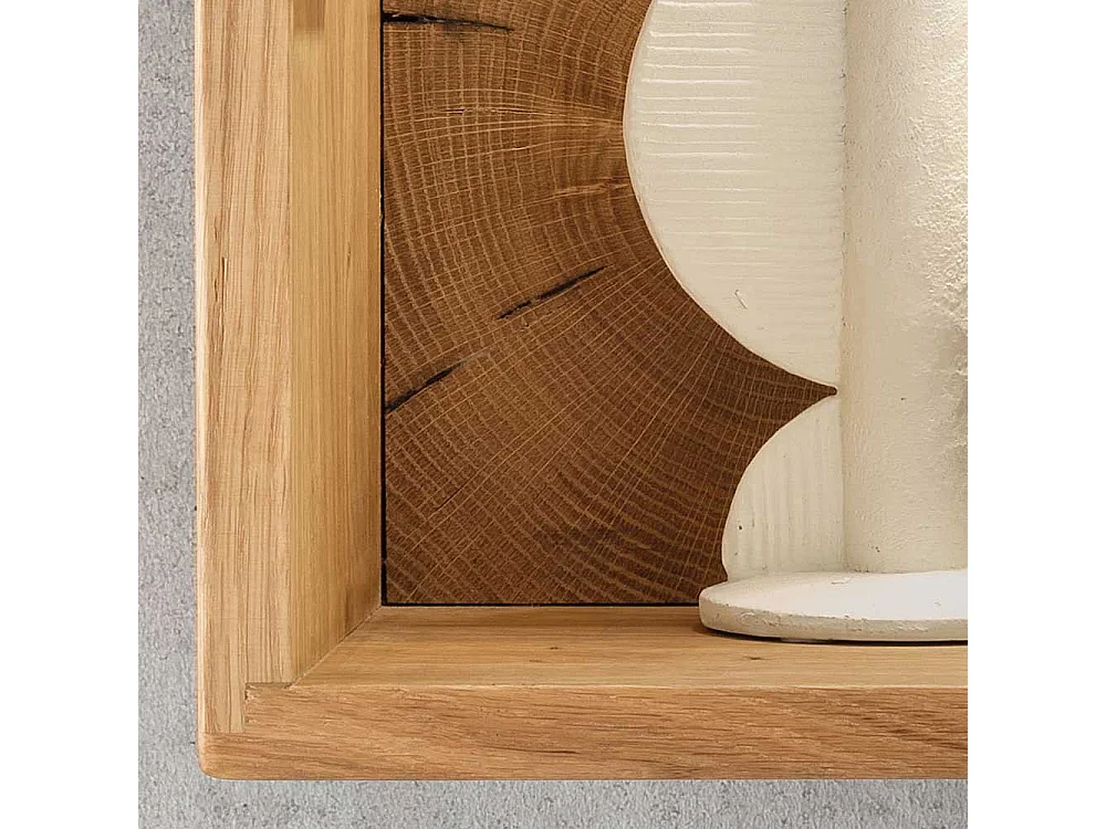 Wandschrank mit Glastür aus Wildeiche Massivholz 34 cm breit
