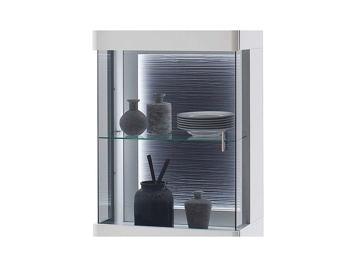 Wohnzimmervitrinenschrank in Weiß und Anthrazit 60 cm breit