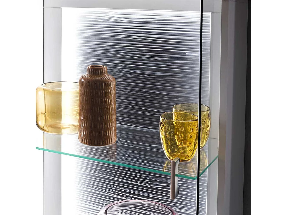 Wohnzimmervitrinenschrank in Weiß und Anthrazit 60 cm breit