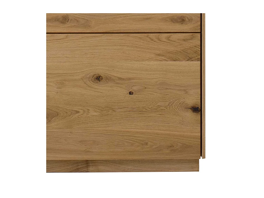 Highboard mit Glas Seiten aus Wildeiche Massivholz 145 cm hoch