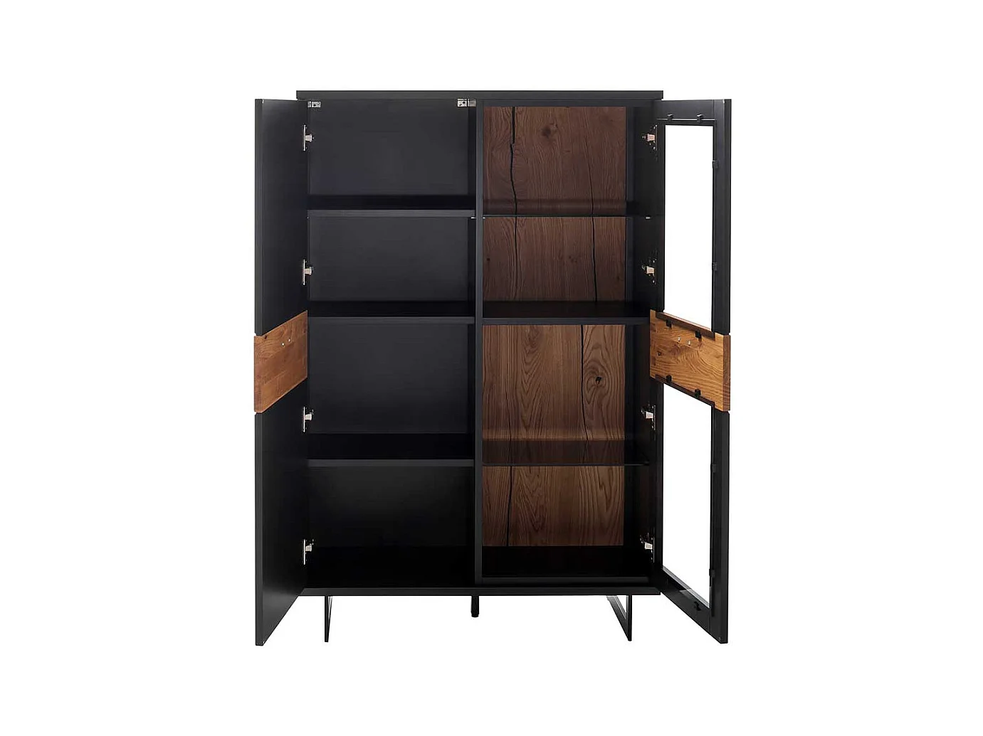 Modernes Highboard mit Glastür in Schwarzgrau Wildeichefarben