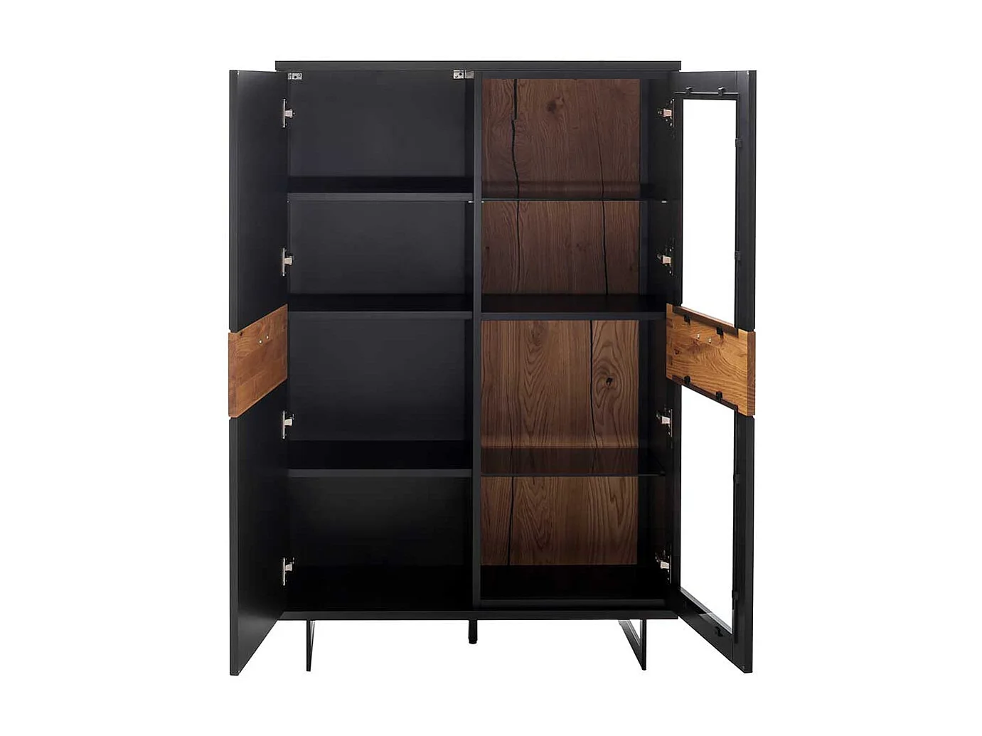 Modernes Highboard mit Glastür in Schwarzgrau Wildeichefarben