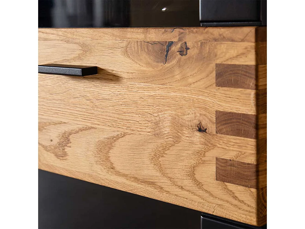 Modernes Highboard mit Glastür in Schwarzgrau Wildeichefarben