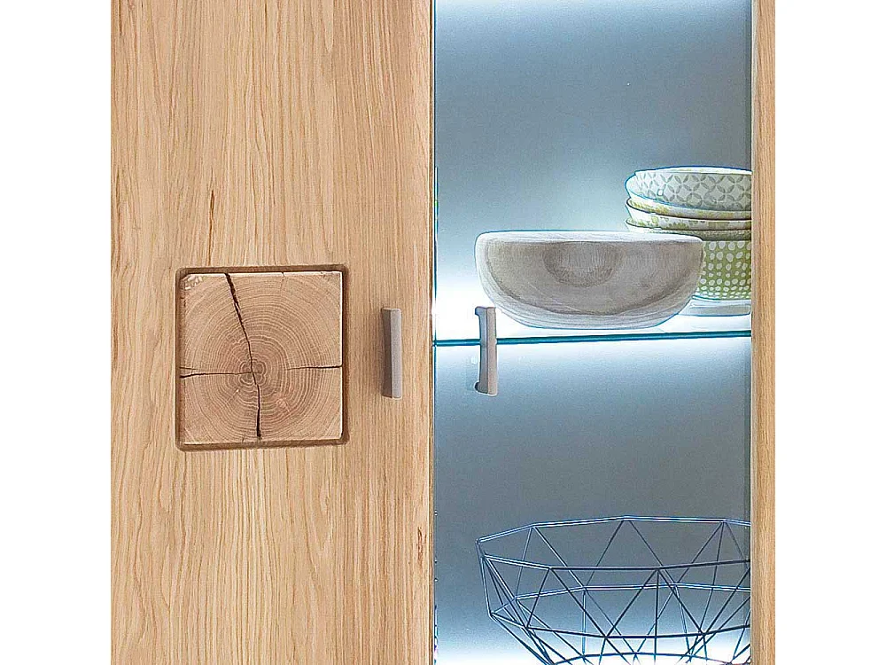 Wohnzimmer Highboard aus Eiche Glaseinsatz