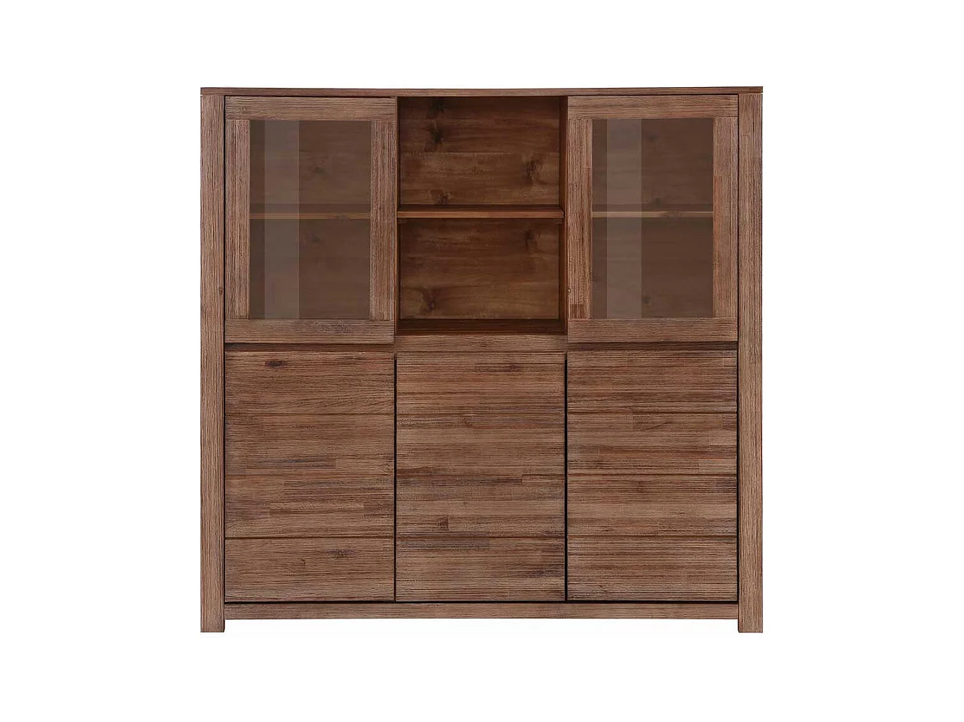 Highboard Wohnzimmer Highboard mit Glastüren in Dunkelbraun