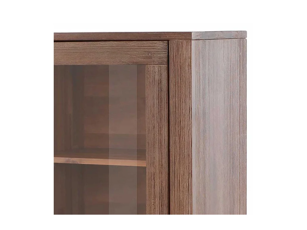 Highboard Wohnzimmer Highboard mit Glastüren in Dunkelbraun