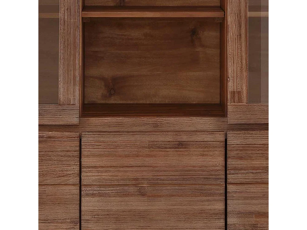 Highboard Wohnzimmer Highboard mit Glastüren in Dunkelbraun