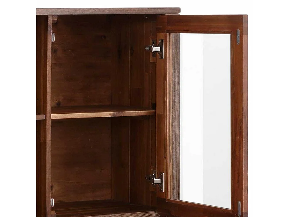 Highboard Wohnzimmer Highboard mit Glastüren in Dunkelbraun