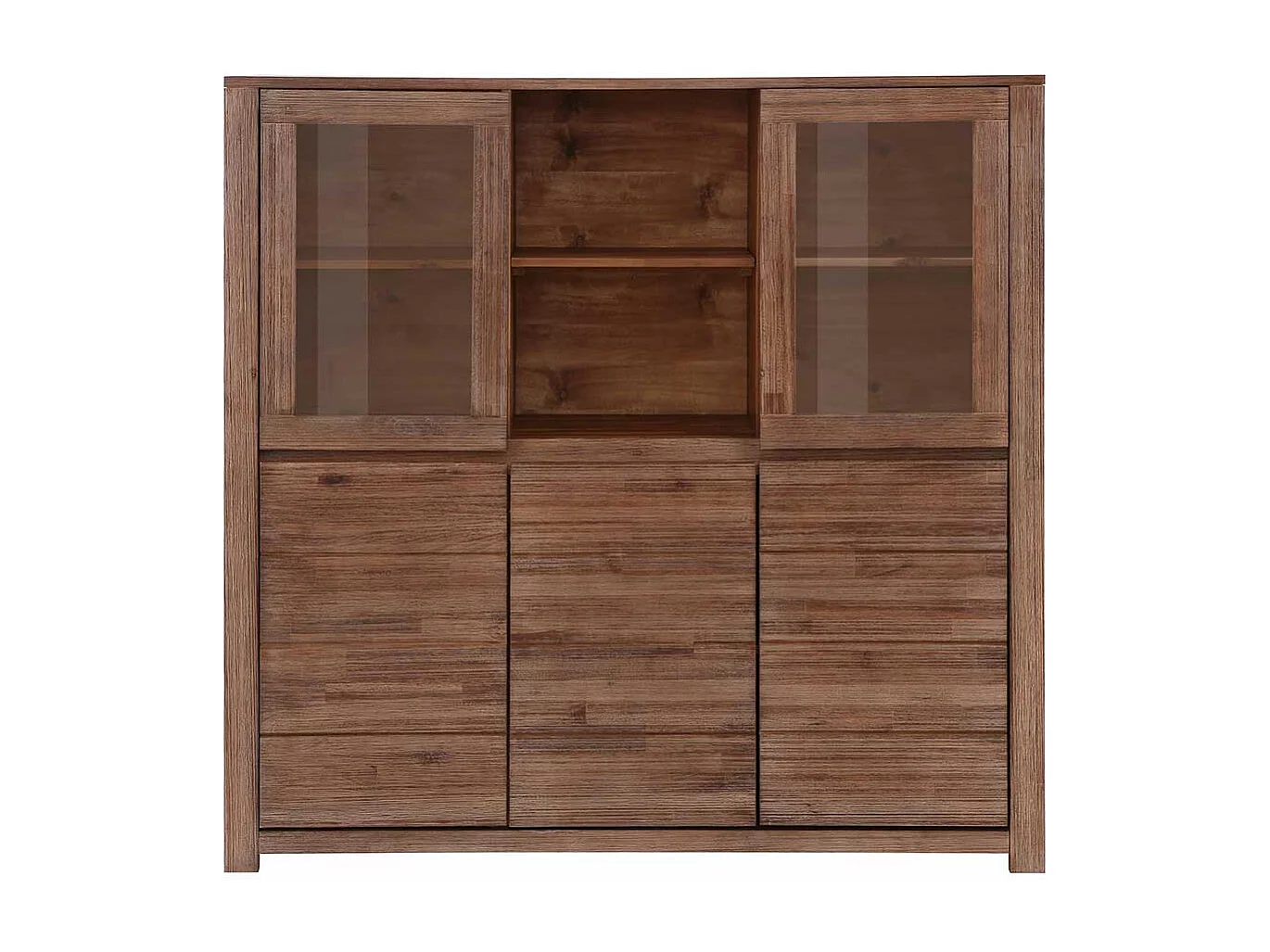 Highboard Wohnzimmer Highboard mit Glastüren in Dunkelbraun