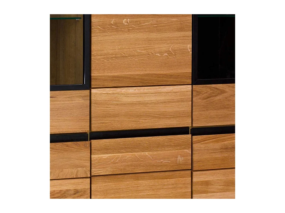 Wohnzimmerschrank mit 2 Glastüren Eichefarben & Schwarz