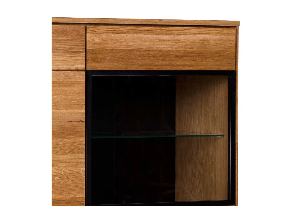 Wohnzimmerschrank mit 2 Glastüren Eichefarben & Schwarz