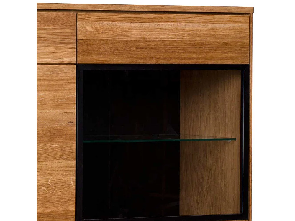 Wohnzimmerschrank mit 2 Glastüren Eichefarben & Schwarz