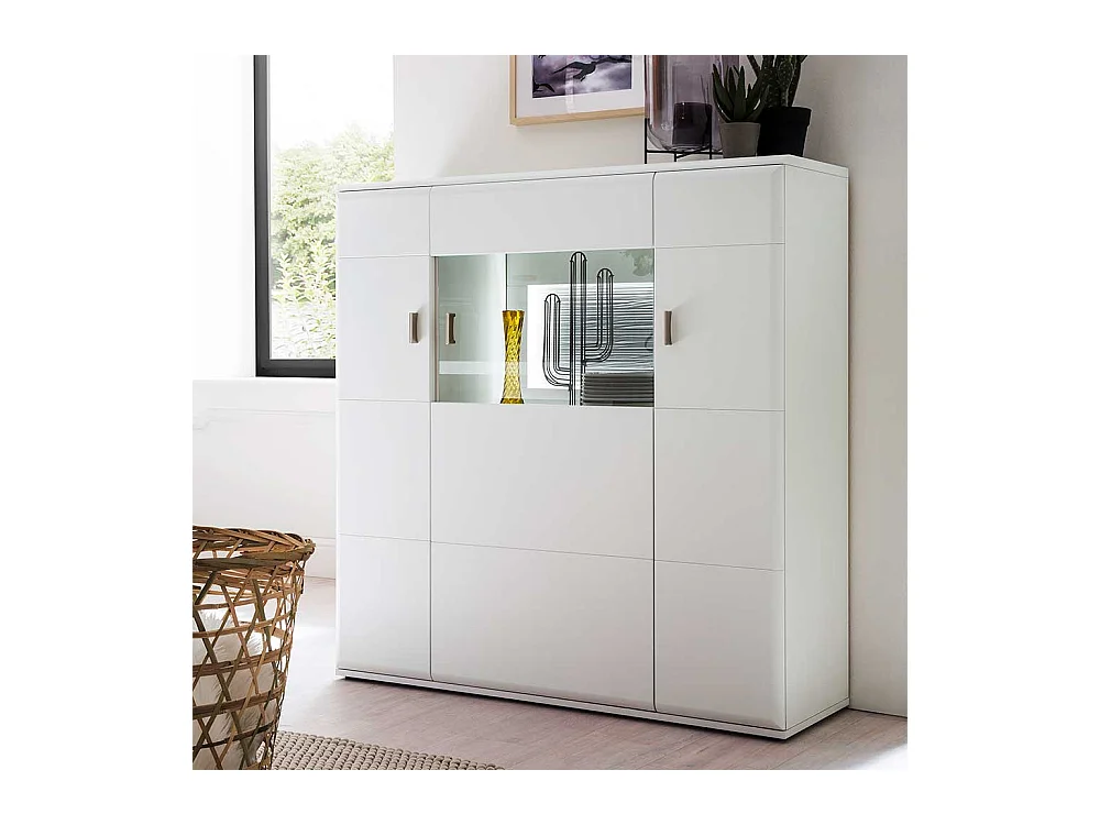 Wohnzimmer Kommode in Weiß und Anthrazit 120 cm breit