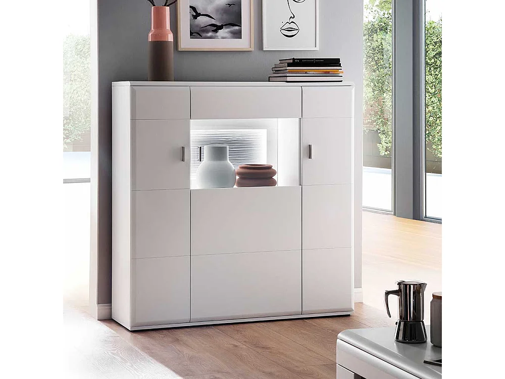 Wohnzimmer Kommode in Weiß und Anthrazit 120 cm breit