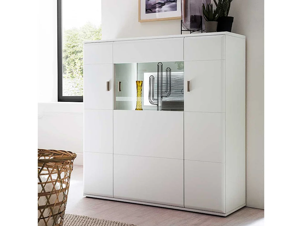 Wohnzimmer Kommode in Weiß und Anthrazit 120 cm breit