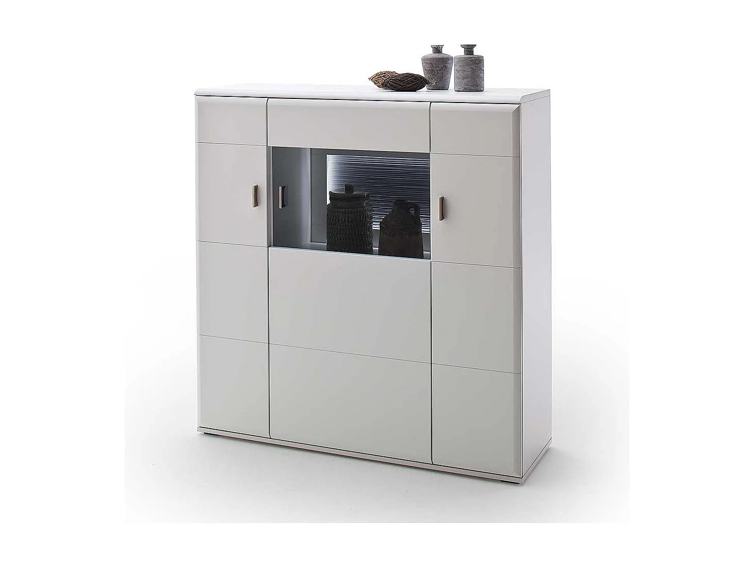 Wohnzimmer Kommode in Weiß und Anthrazit 120 cm breit