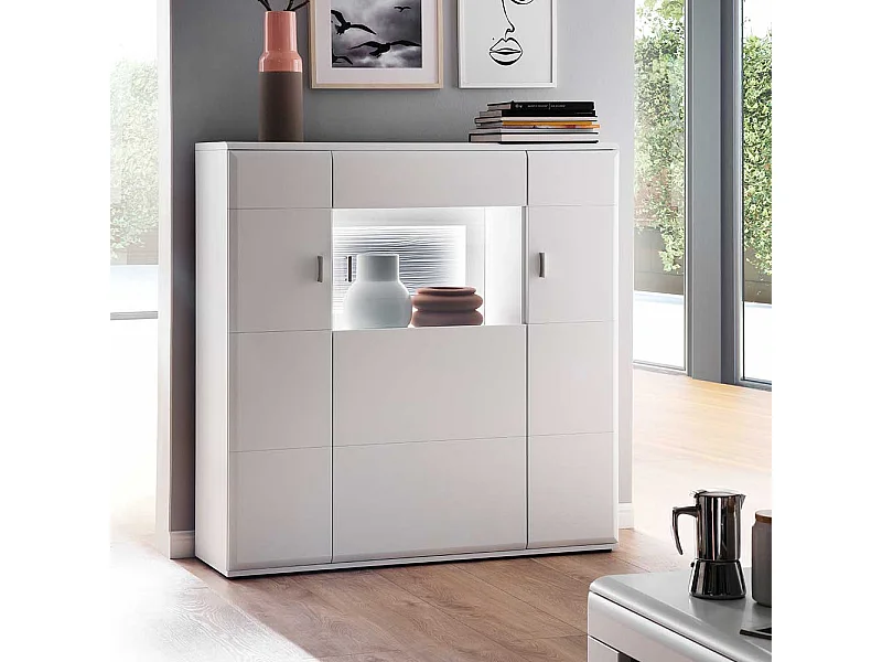 Wohnzimmer Kommode in Weiß und Anthrazit 120 cm breit