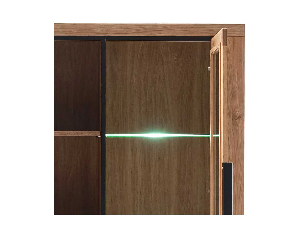 Wohnzimmervitrinenschrank in Wildeichefarben teilmassiv