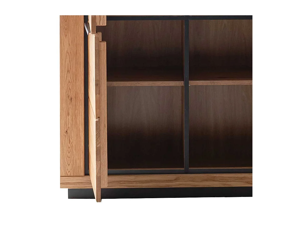 Wohnzimmervitrinenschrank in Wildeichefarben teilmassiv