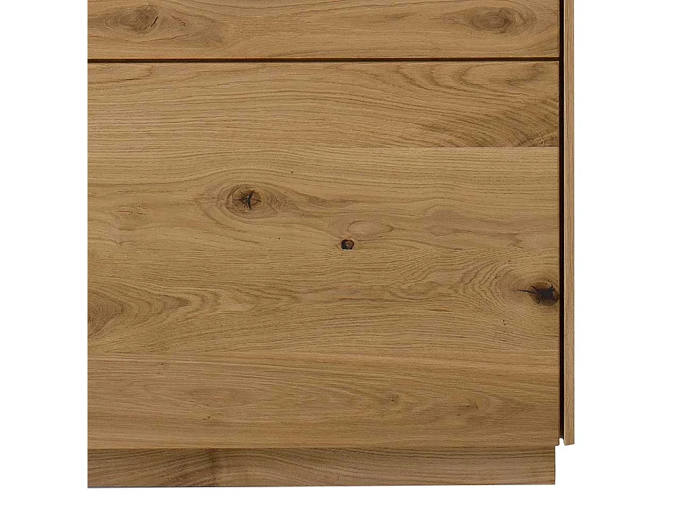 Highboard mit Glas Seiten aus Wildeiche Massivholz 145 cm hoch