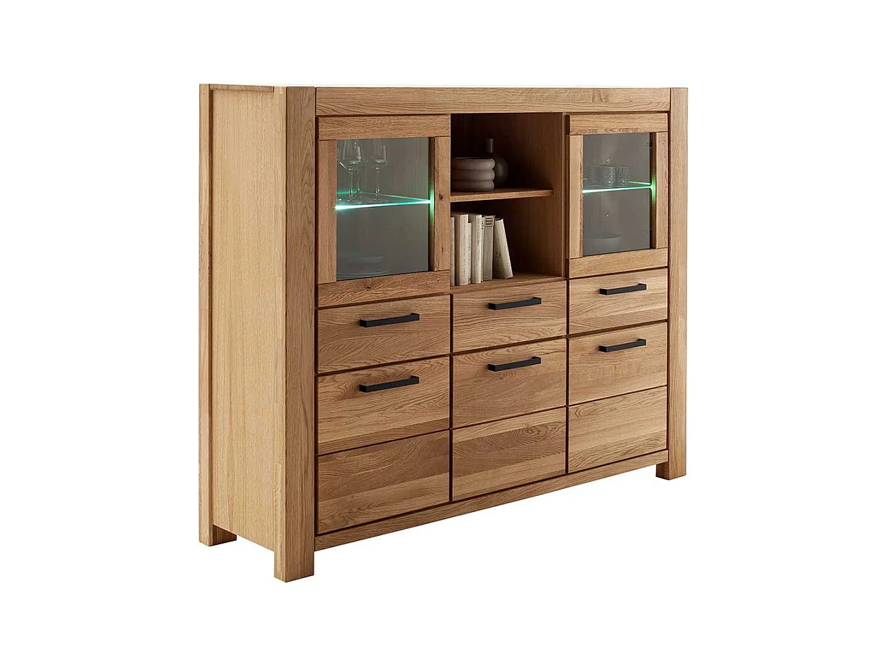 Highboard Anrichte in Wildeichefarben mit Glastüren