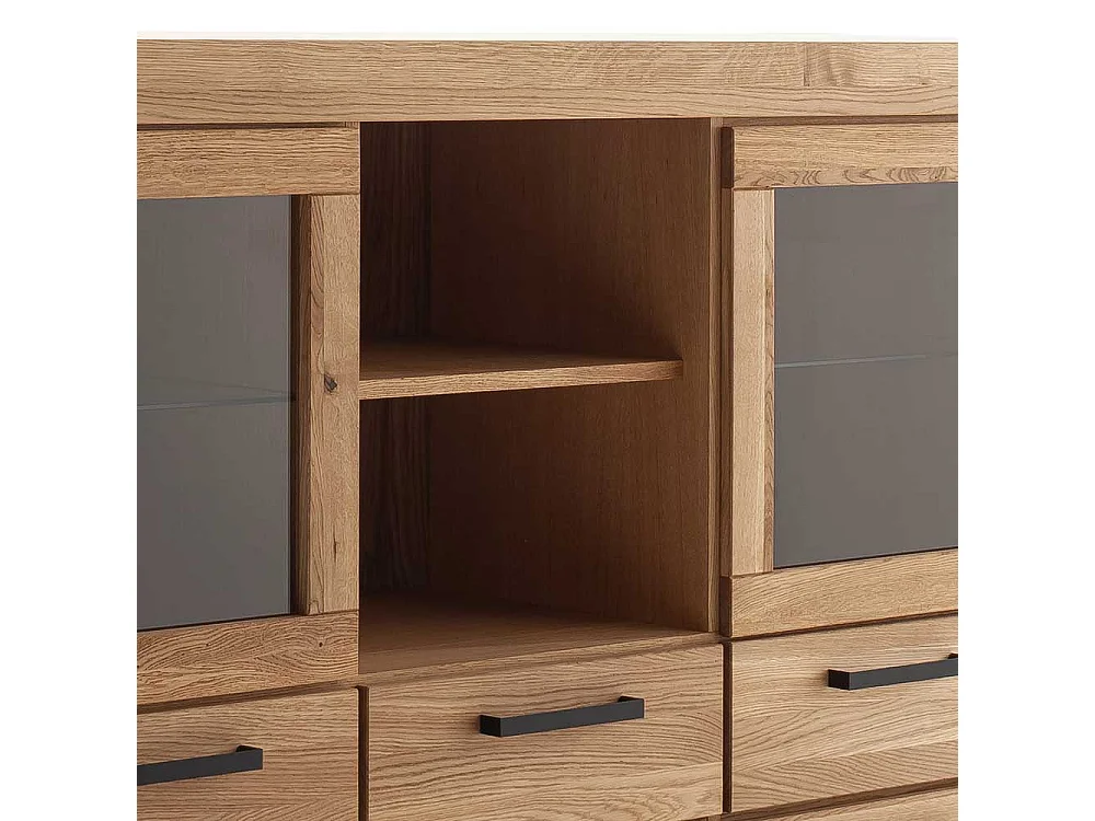 Highboard Anrichte in Wildeichefarben mit Glastüren